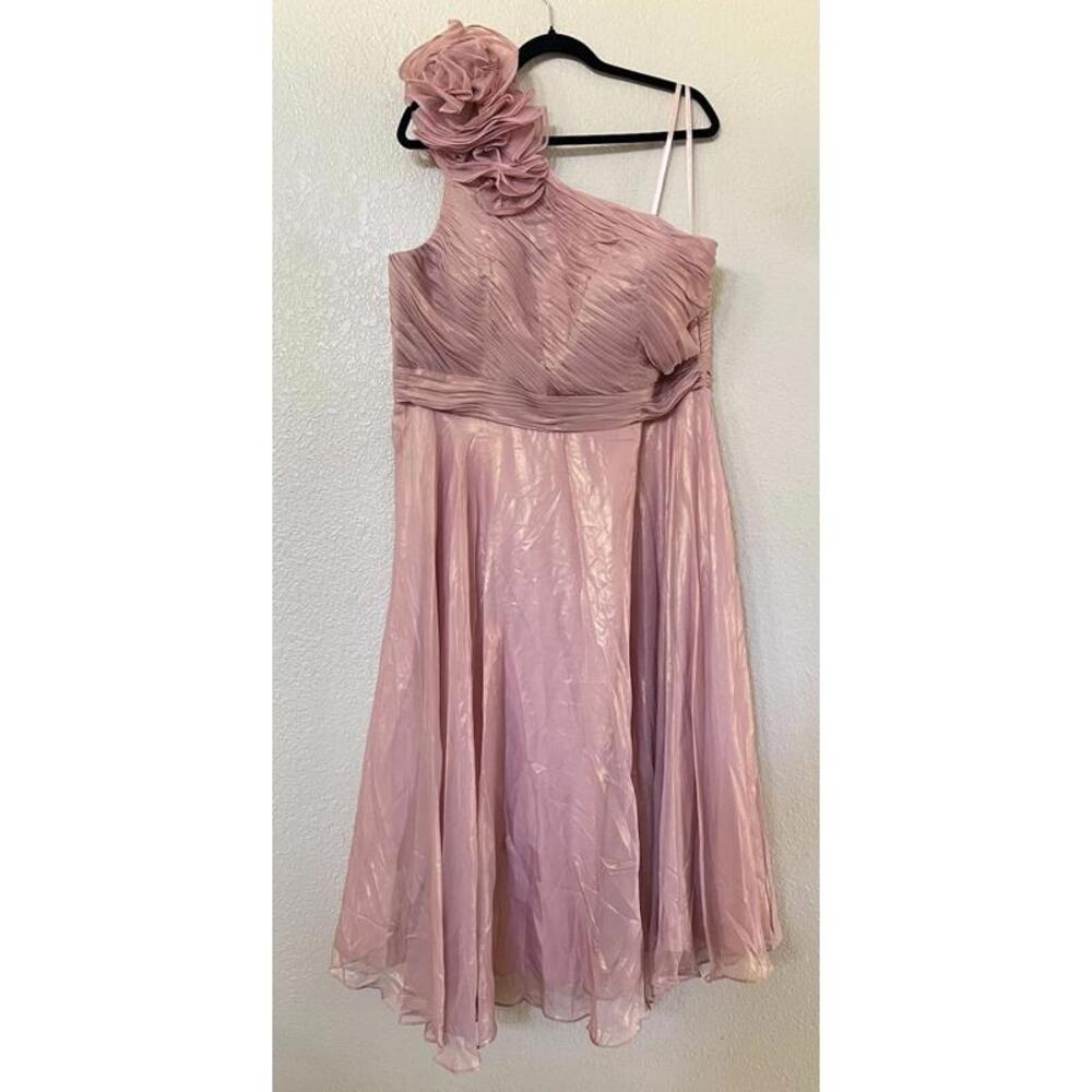 New Mac Duggal ROSETTE ONE SHOULDER Floral Appliqued Formal Dress Rose 16 $498 - Picture 4 of 9